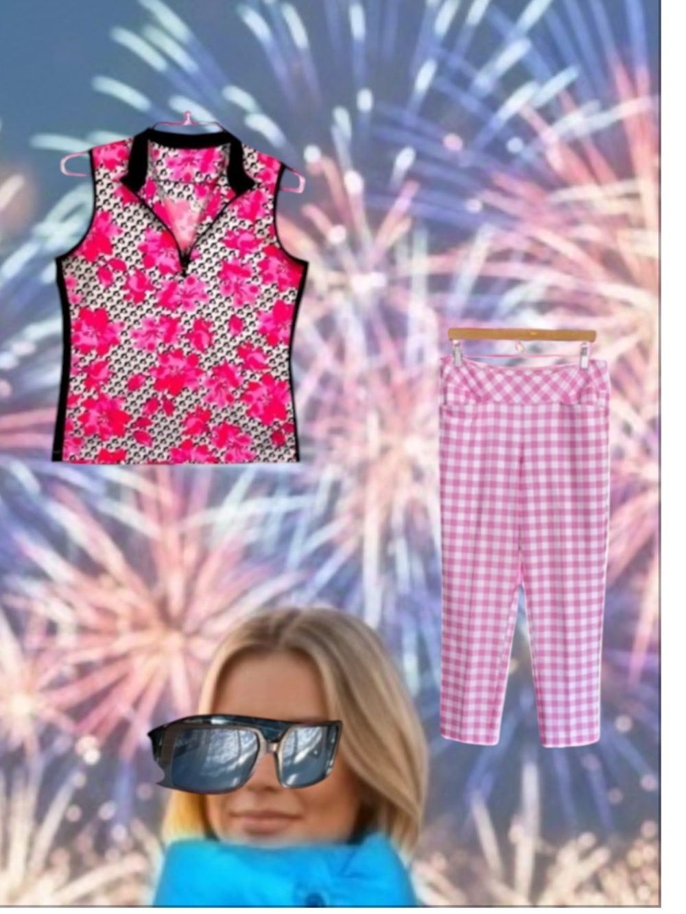 Tail Pink Gingham Cropped Pants